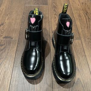 black boots with hearts